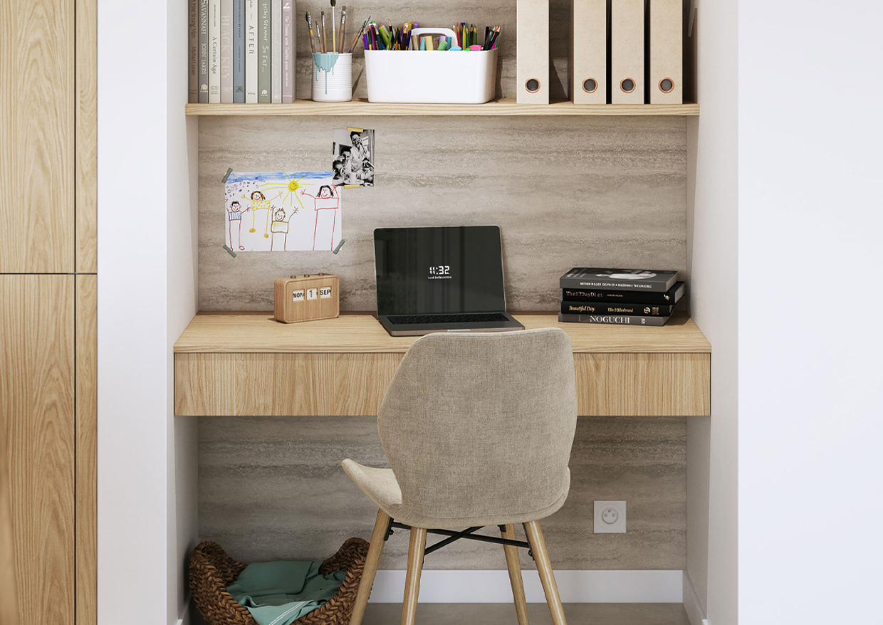 Bureau 120cm chêne clair Linea suspendu